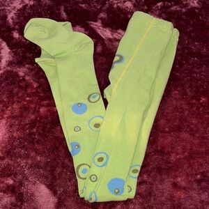 Y2K L.L Bean Green Tights with Blue Circle Pattern